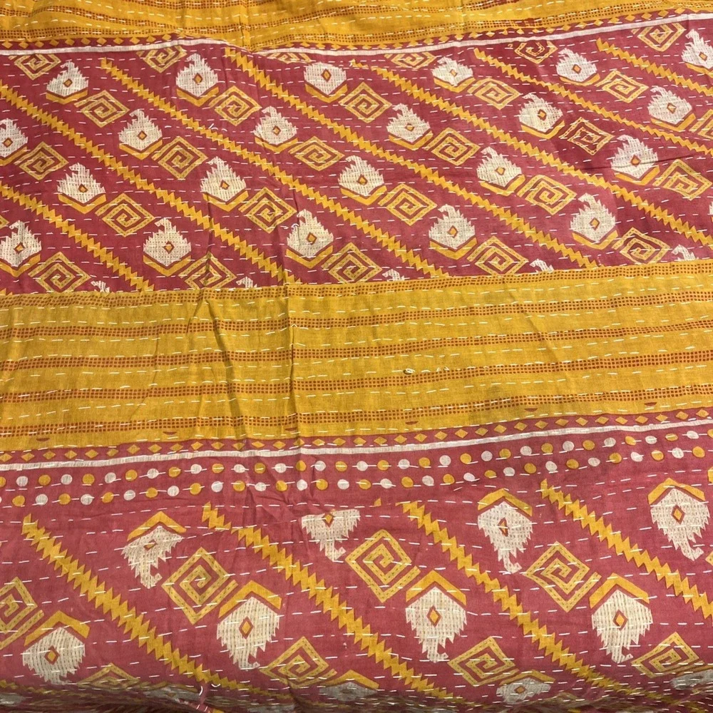 Indian Reversible Cotton kantha Quilt Blanket Gudari Throw Bedspreads Twin